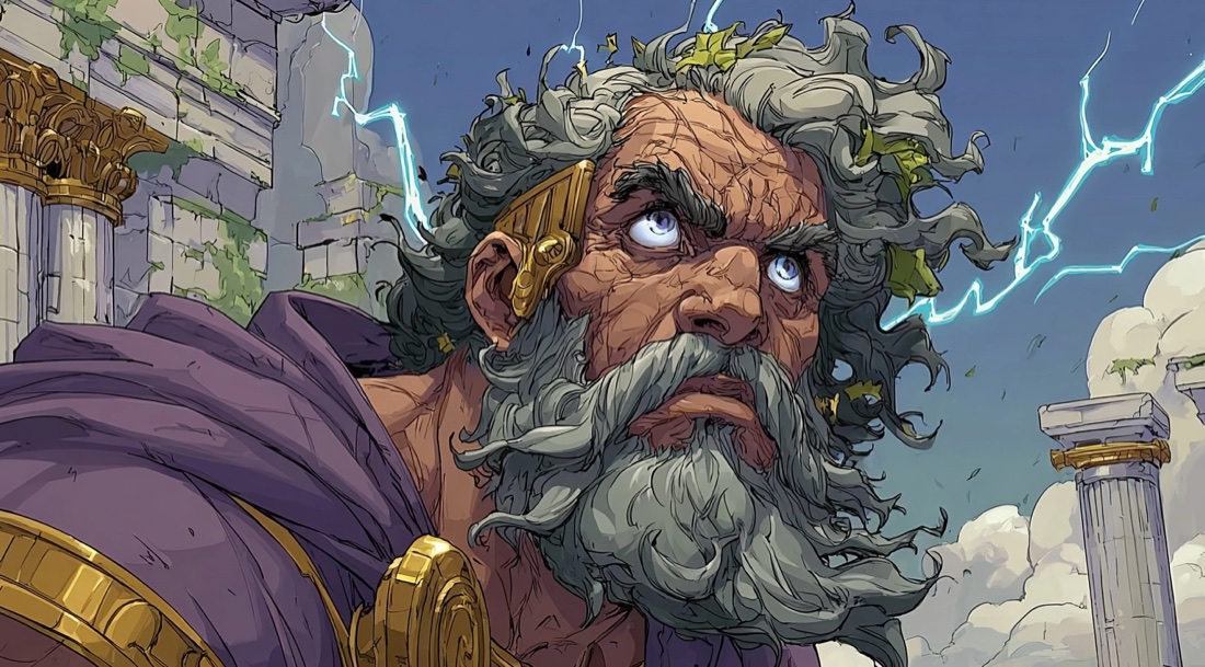 A page from Zeus's graphic-novel myth