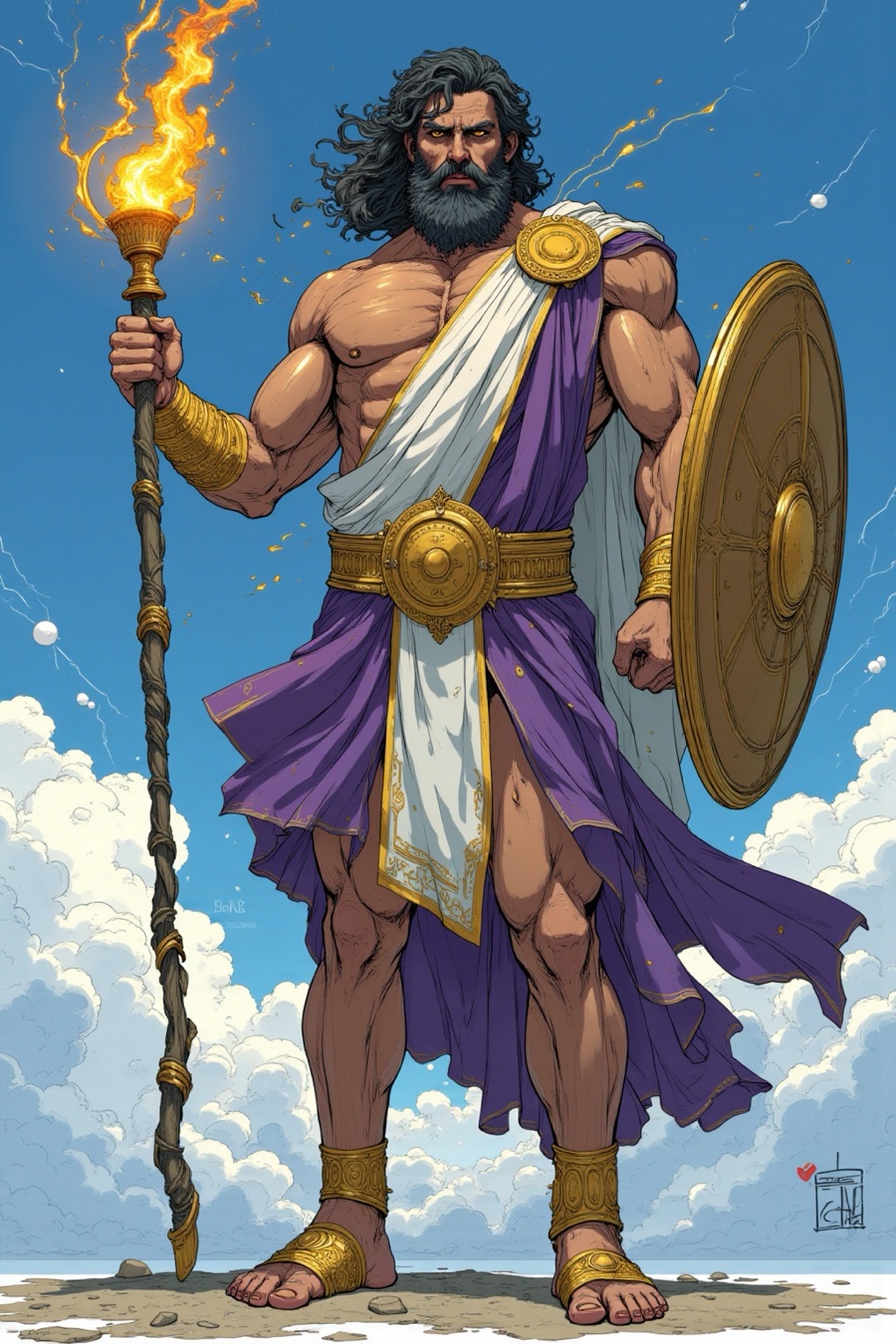 Zeus — canonical character sheet in the Sacred Circuits house style