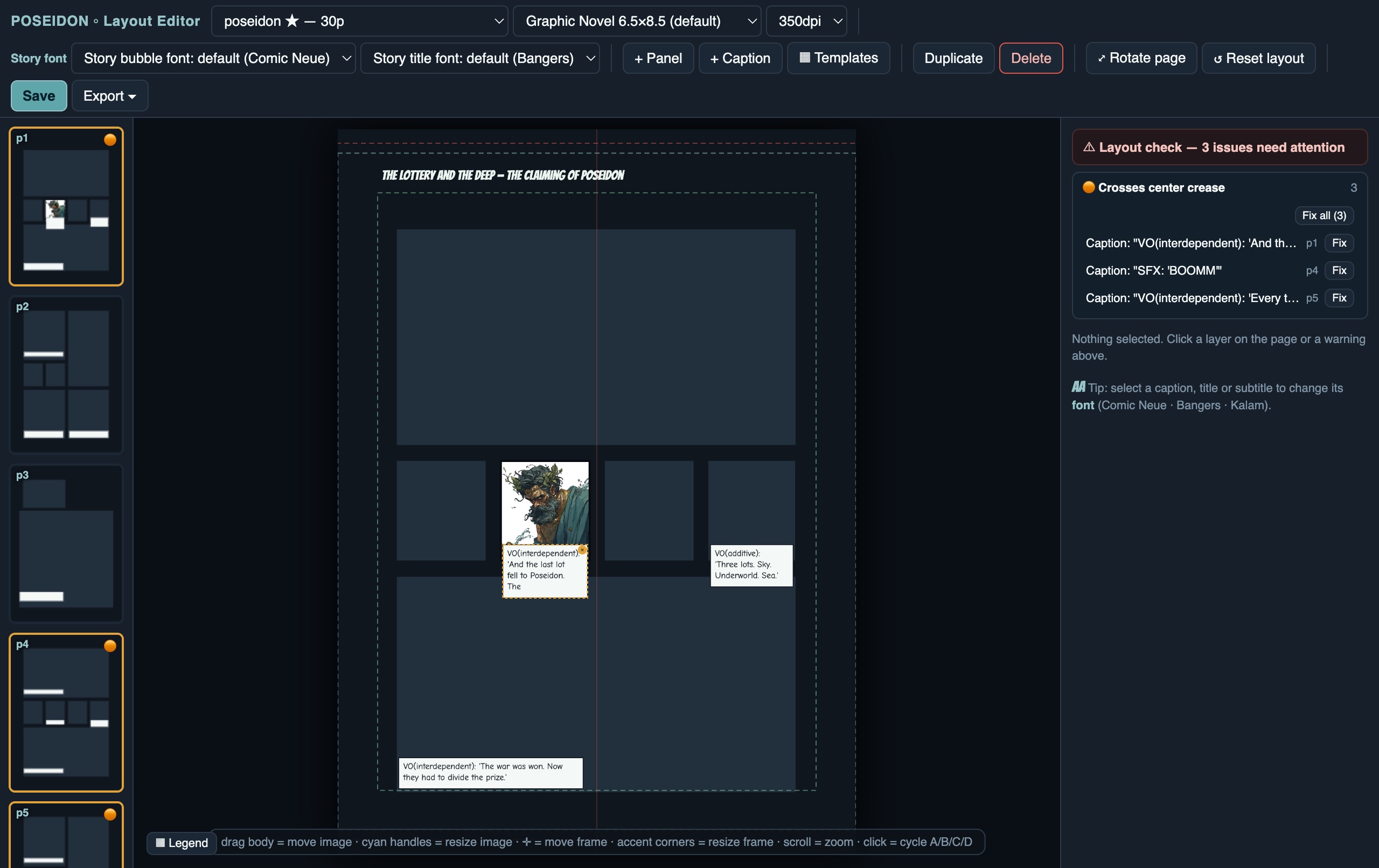 Storyboard Editor — graphic-novel layout