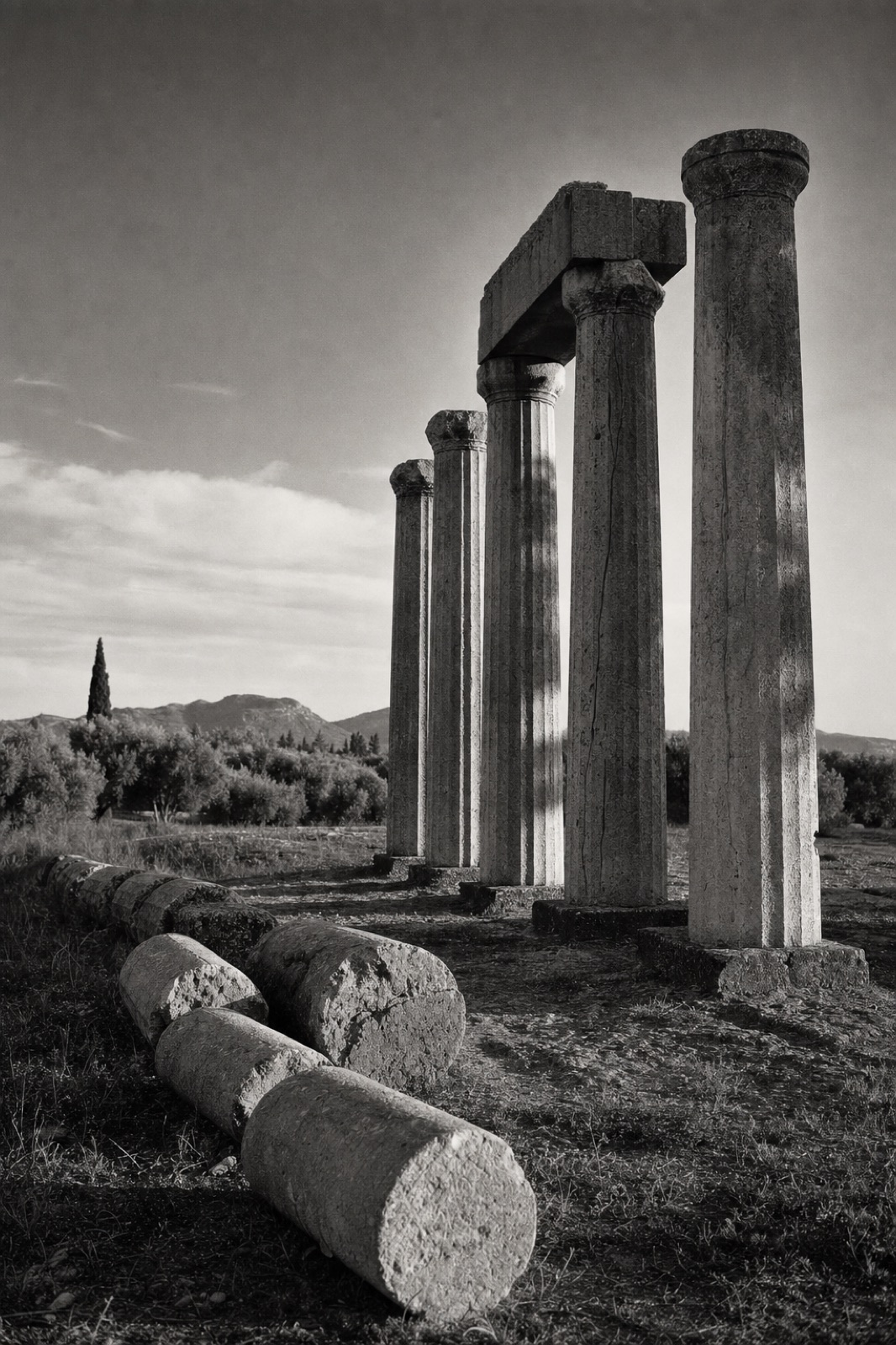 The Temple of Zeus at Nemea at golden hour